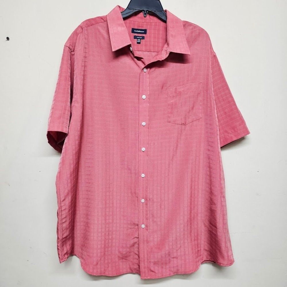 Croft‎ & Barrow XXL Pink Checked Easy Care Short Sleeve Button Down Shirt